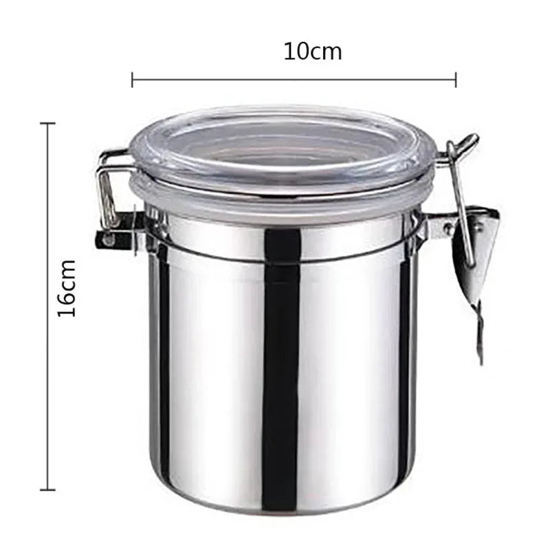 Stainless Steel Sealed Tank Food Coffee Beans Snack Storage Cans Tea Leaf Container Organizer Kitchen Accessories - Clarify.pk