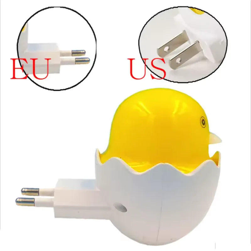 Creative In Line Plug Night Lamp For Children Cracked Chicken Decoration Bedroom LED Lamp Convenient Lustre With Light Induction - Clarify.pk