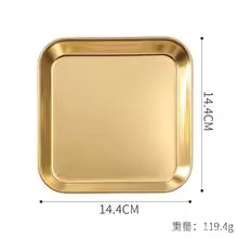 Luxury Square Stainless Steel Serving Plate (14cm) – Premium Matte Gold Appetizer