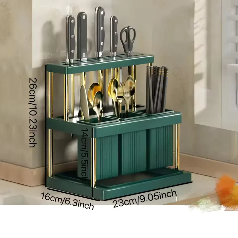 Kitchen Cutlery Holder – Stainless Steel Utensil Organizer (Random color) - Clarify.pk