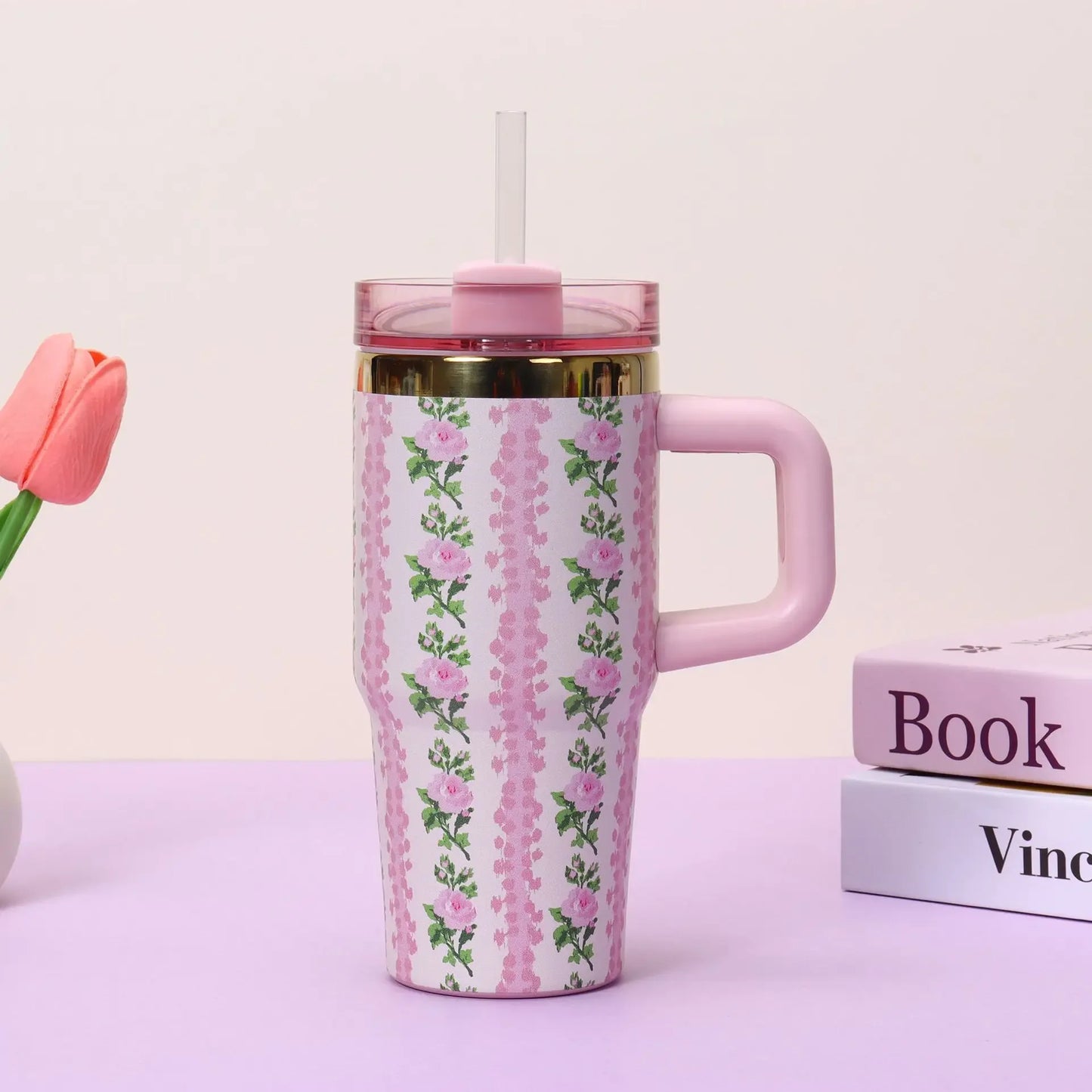 Stanley-Style Mini 40oz Floral Tumbler – Durable & Stylish - Clarify.pk