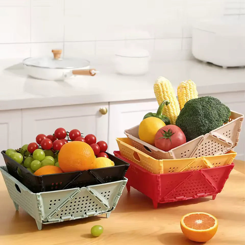 Space-saving Kitchen Basket For Washing Vegetables Food Grade Materials Are Safe And Reliable Apricot color - Clarify.pk