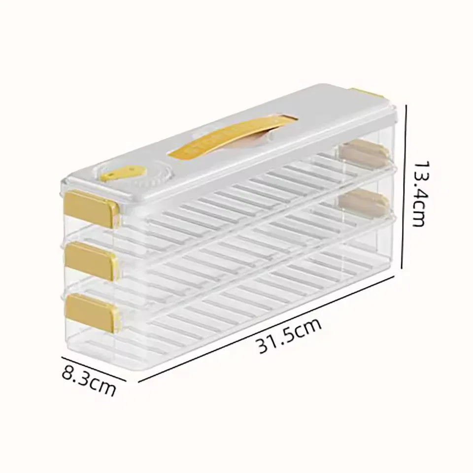 3-Layer Dumpling Storage Box – Fresh Food Freezer Tray with Cover - Clarify.pk