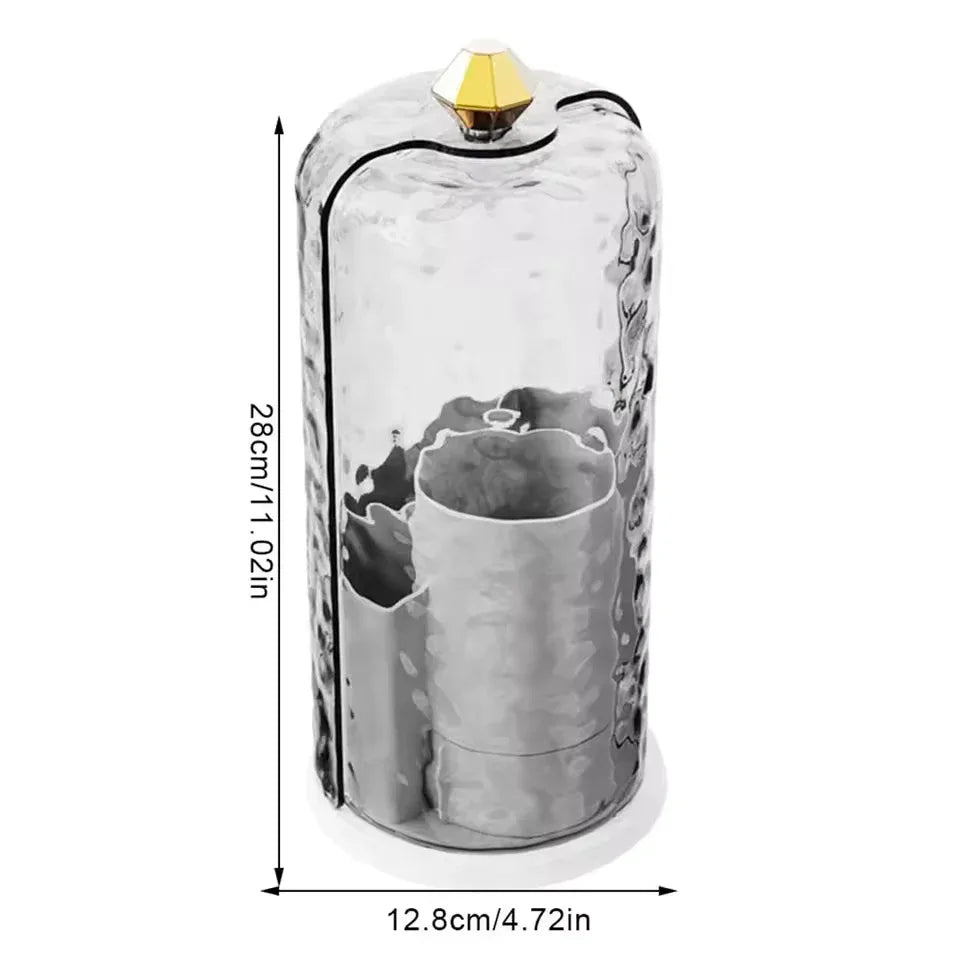 Rotating Makeup Brush Holder – Dustproof Transparent Organizer - Clarify.pk