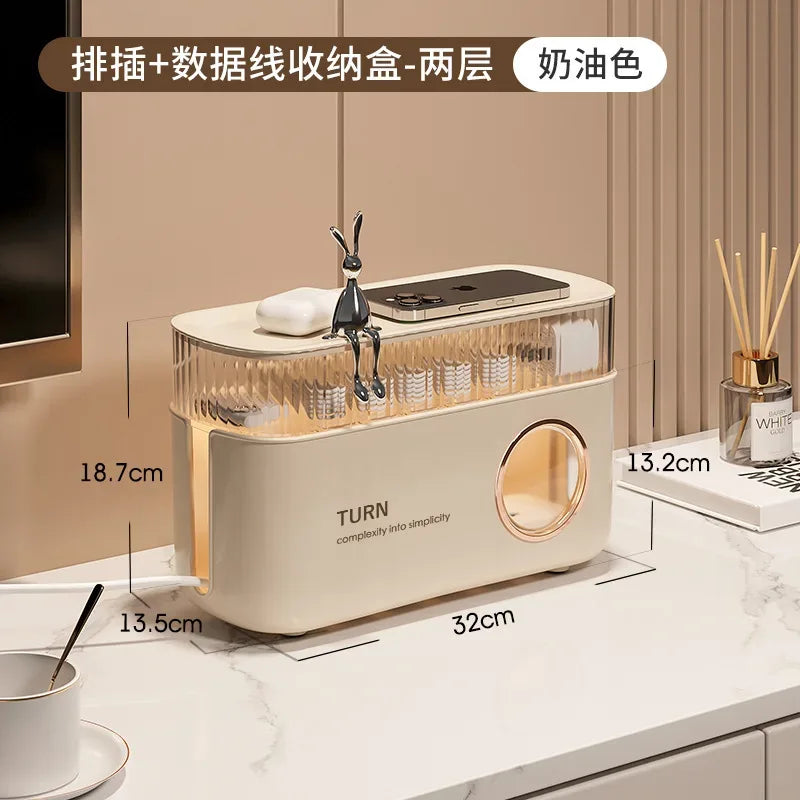 Power Cord Storage Box – Cable Organizer & Power Strip Safety Cover for Desk and Home - Clarify.pk