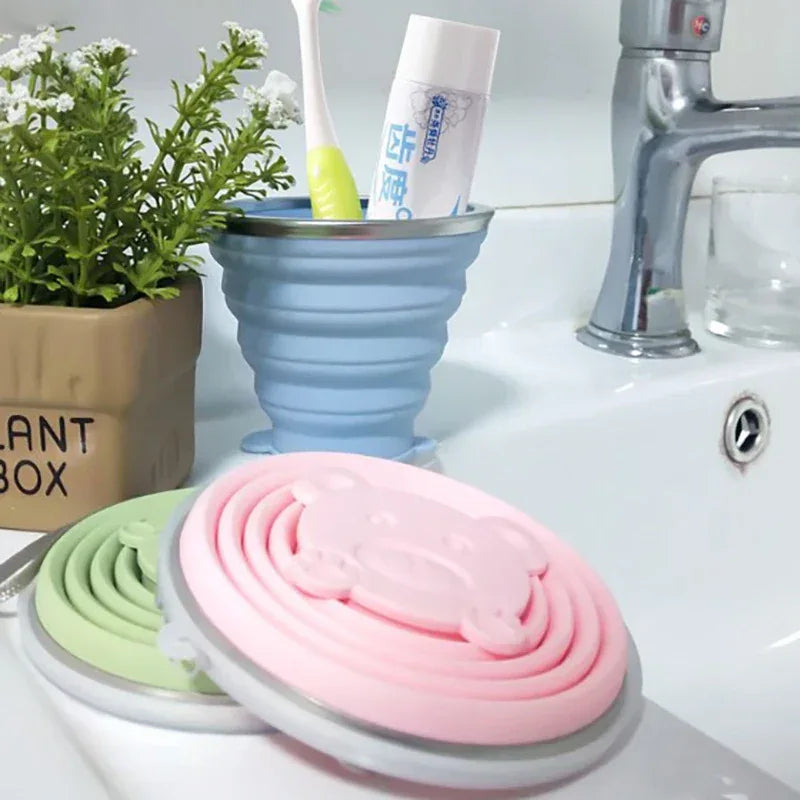 Silicone Folding Glass with Lid – Portable & Leak-Proof (each) - Clarify.pk