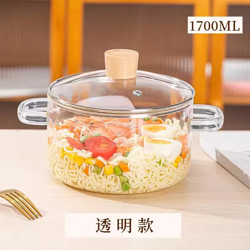 Printed High Borosilicate Glass Pot – Heat Resistant Cooking Bowl - Clarify.pk