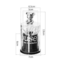 Transparent Acrylic Cotton Swab & Toothpick Holder with Chrome Figurine Lid