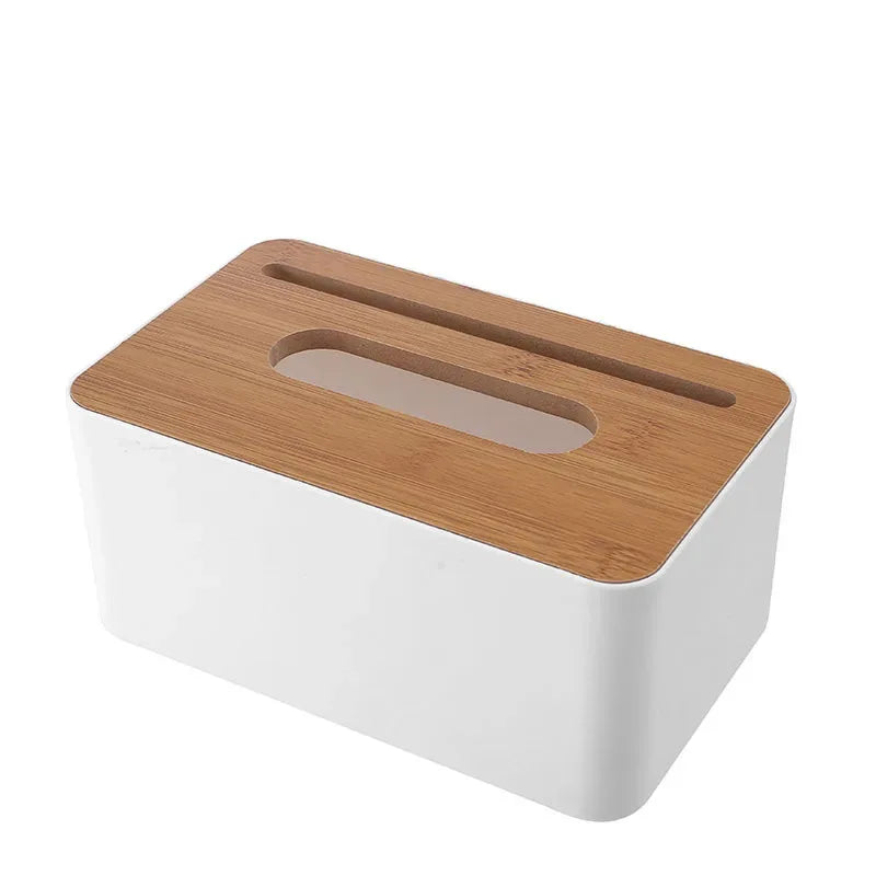 Japanese Bamboo & Wood Tissue Box – Multi-Functional Storage Organizer - Clarify.pk