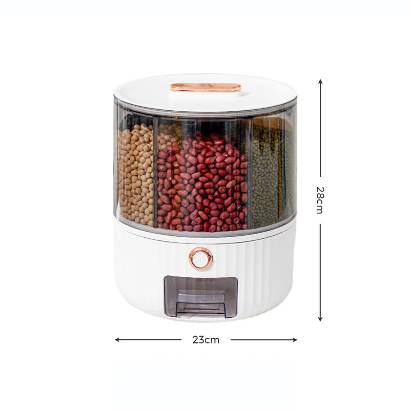 Kitchen Storage Box 360 Degree Rotating Rice Dispenser Sealed Dry Cereal Grain Bucket Dispenser Moisture-proof Food Container