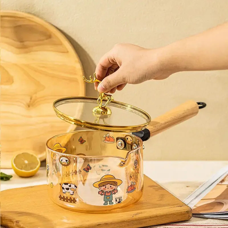 High-Temperature Resistant Glass Milk Pot – Thermal Heating Borosilicate Bowl - Clarify.pk