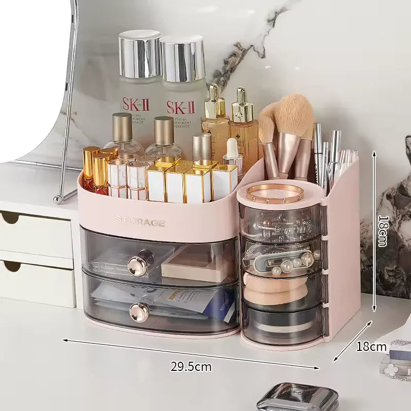 Large Capacity Cosmetics Storage Box – Premium Desktop Organizer - Clarify.pk