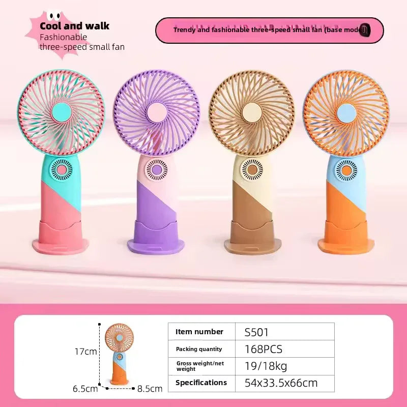Portable Mini USB Fan – Cute Cartoon Design, 3-Speed Adjustable - Clarify.pk
