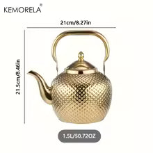 Luxury Golden Stainless Steel Kettle – Elegant Dot Pattern Stovetop Teapot