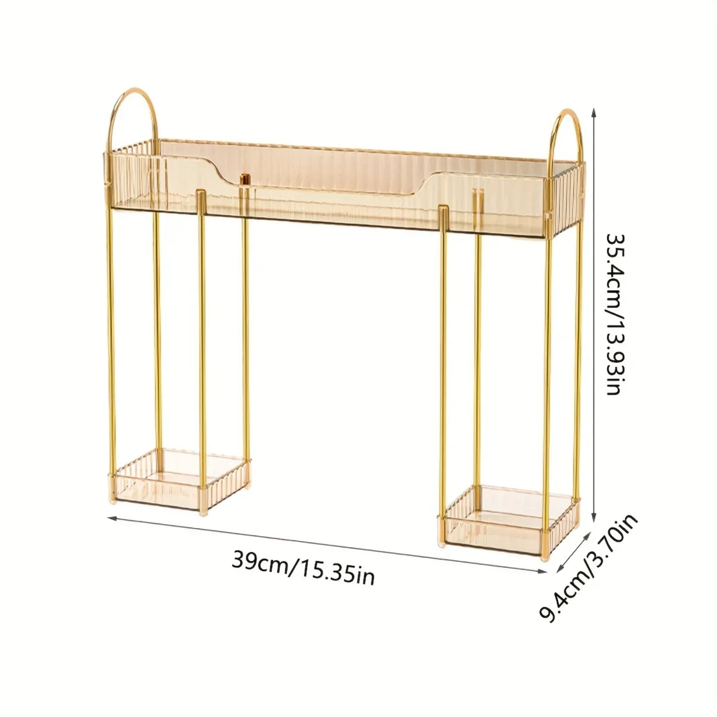 Bathroom Countertop Organizer – 2-Layer Cosmetic Storage Rack with Front Shelves - Clarify.pk