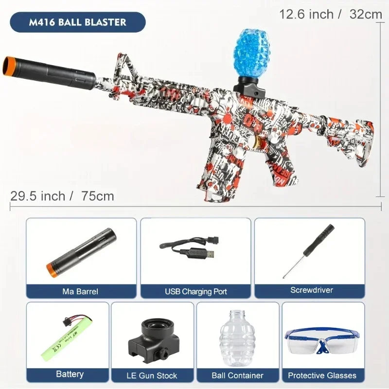 M416 Electric Blast Ball Paintball Shock Wave Gun Detachable High Precision Shooting Toy Outdoor Toy Gift Holiday Birthday