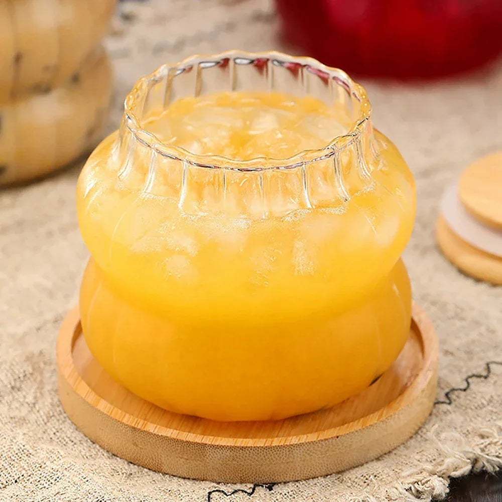 Straw glass with wooden lid 350ml - Clarify.pk