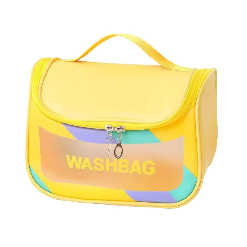 Aesthetic Transparent PU Makeup Bag – Large Waterproof Travel Washbag - Clarify.pk