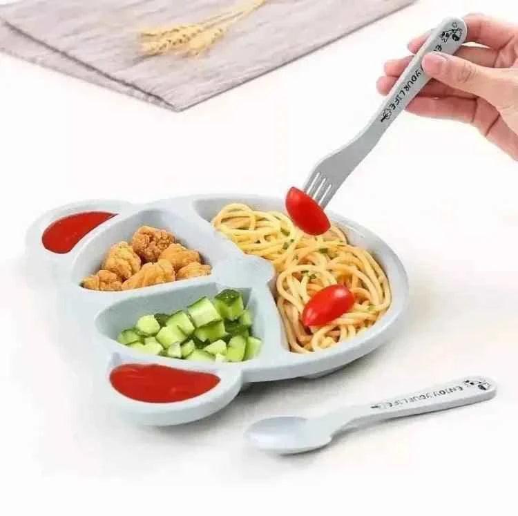 Bear Shape Plates Set - 5pcs with Matching Spoons and Forks