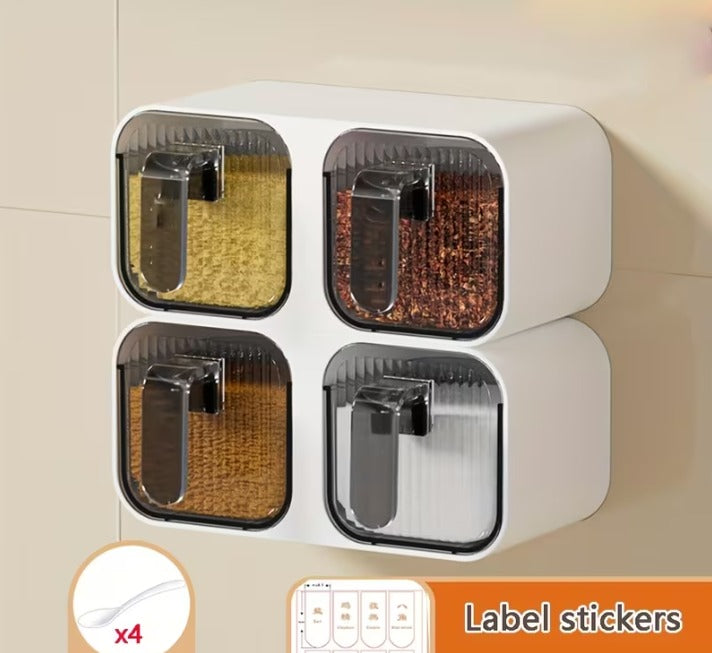 Wall-Mounted 2-Compartment Spice Box & Space-Saving Kitchen Organizer