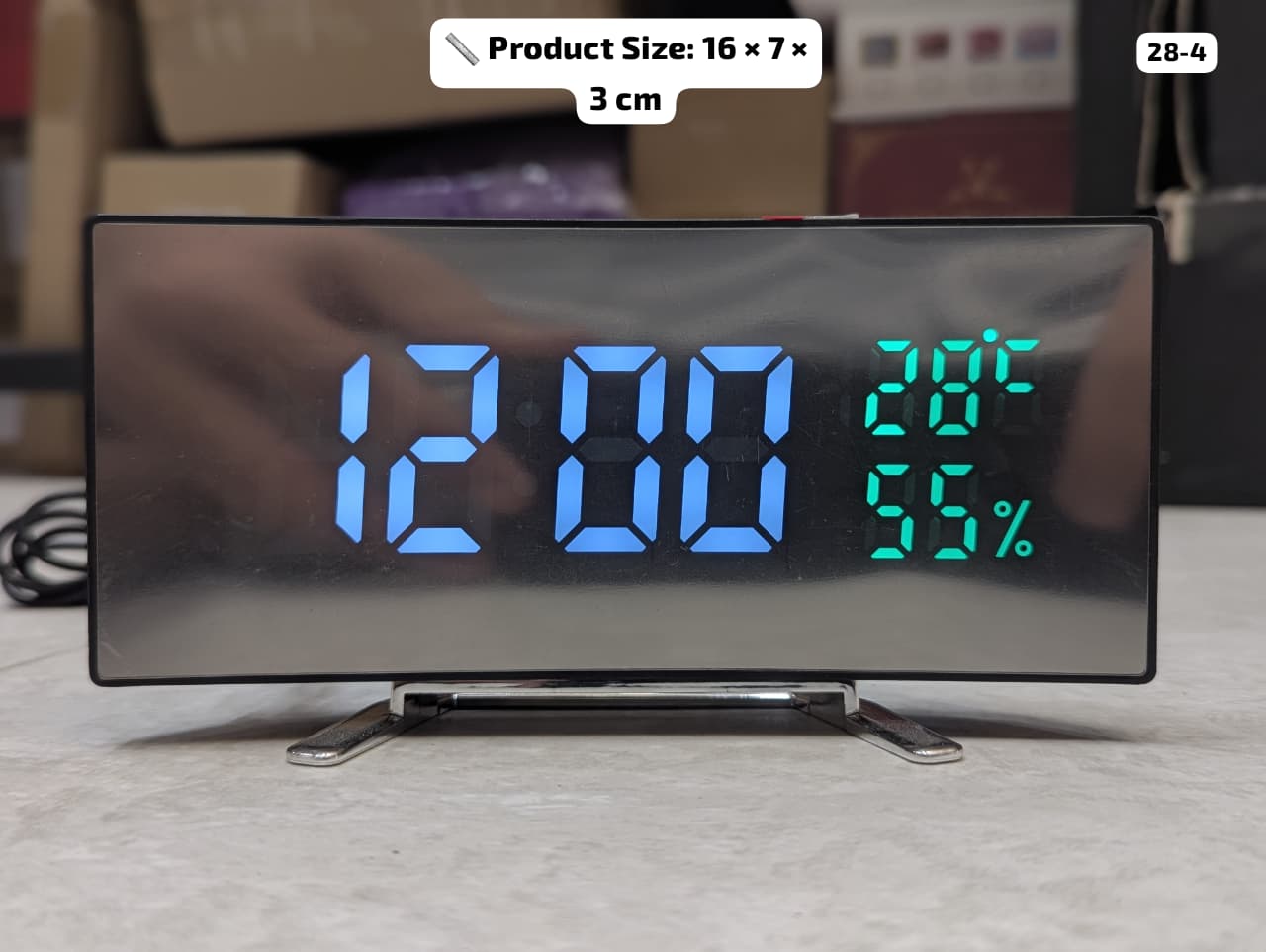 Curved LED Table Clock with Weather Insights