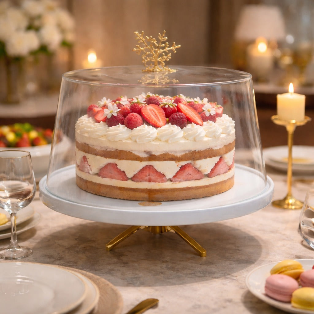 2-Tier Ceramic Gold Cake Dish