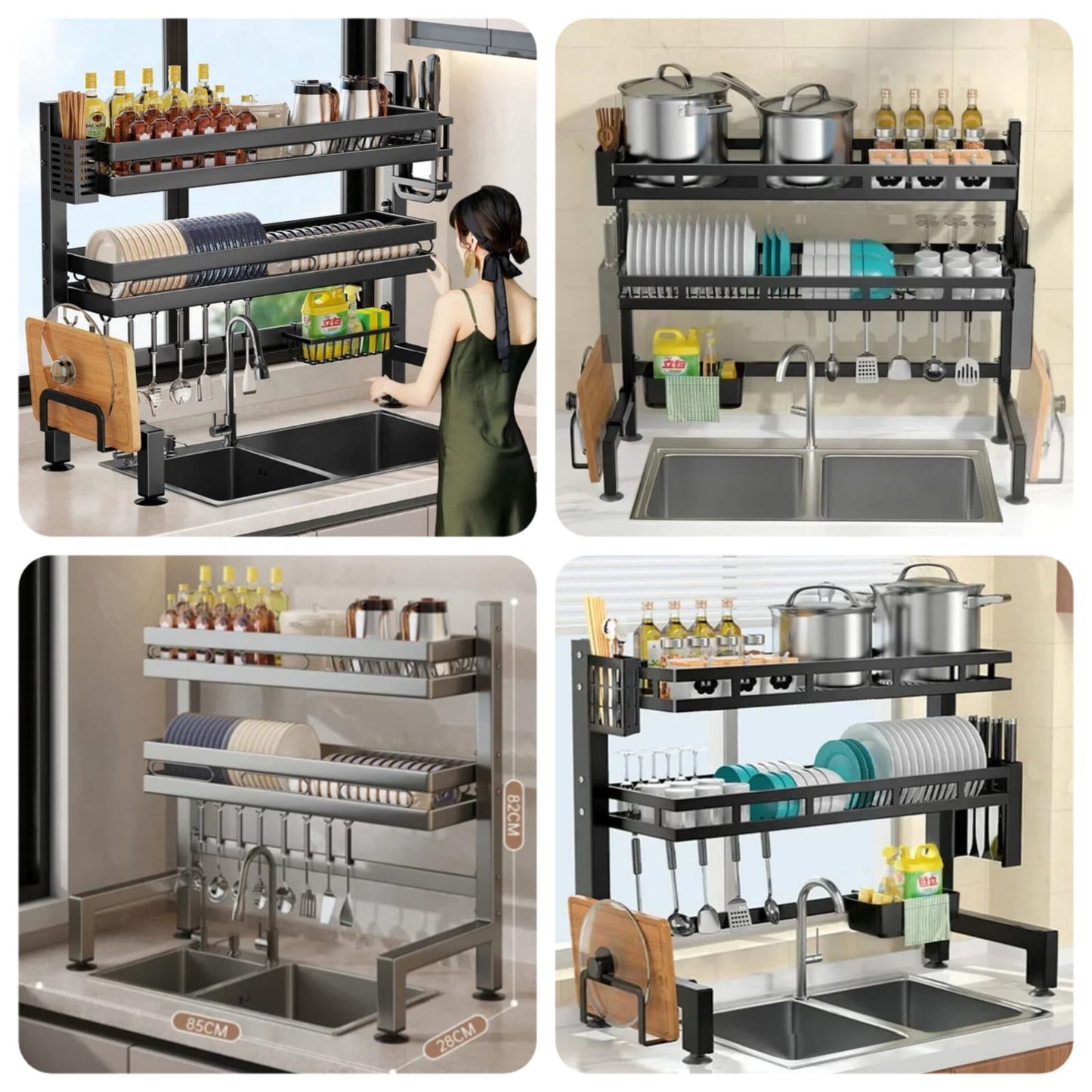 2-Layer Over-the-Sink Dish Drying Rack – Space-Saving Kitchen Organizer