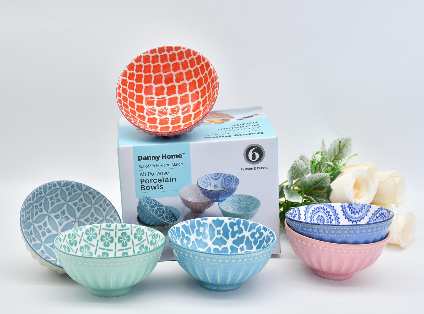 Danny Home Porcelain All-Purpose Bowl Set (6 Pieces)