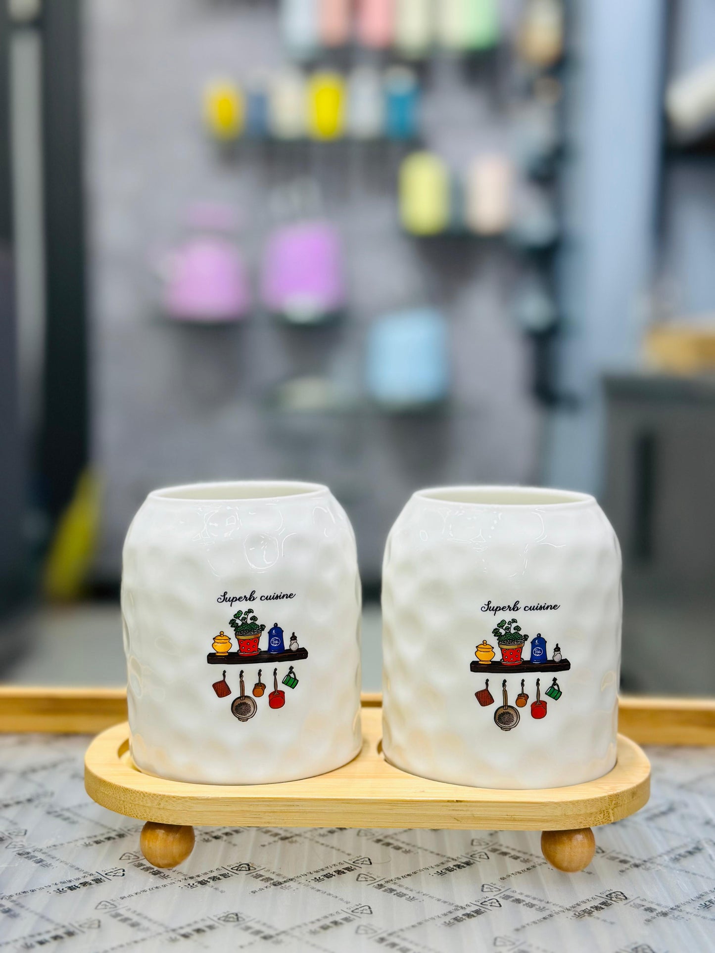 Premium 2-Piece Ceramic Spoon Holder Set with Footed Stand