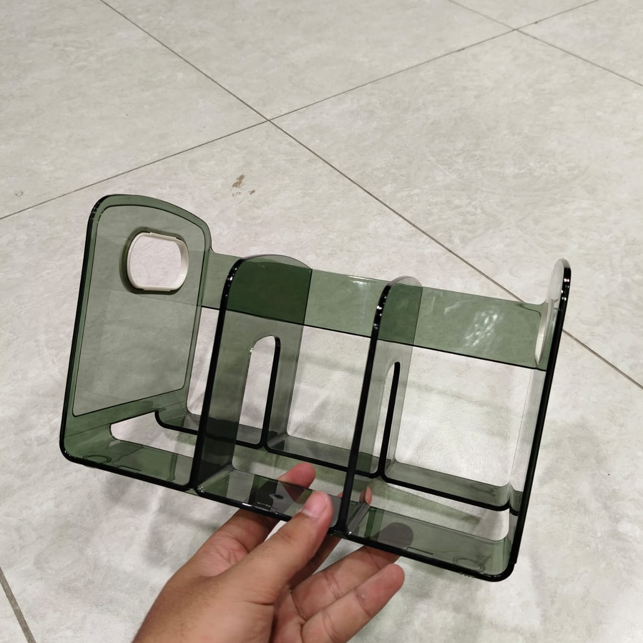 Modern 3-Slot Acrylic Desk Book Organizer