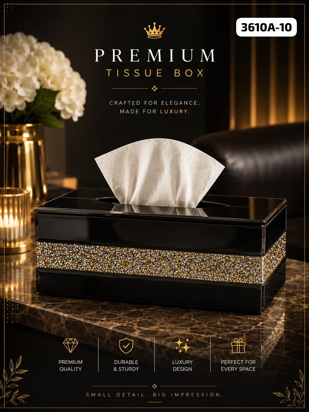 Imperial Tissue Box – Premium High-Gloss Desktop Dispenser