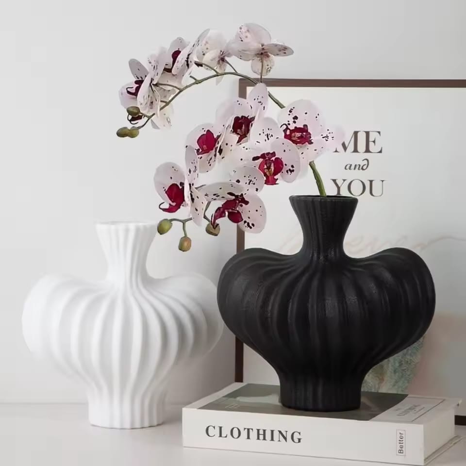 Modern Ribbed Origami-Style PVC Flower Vase