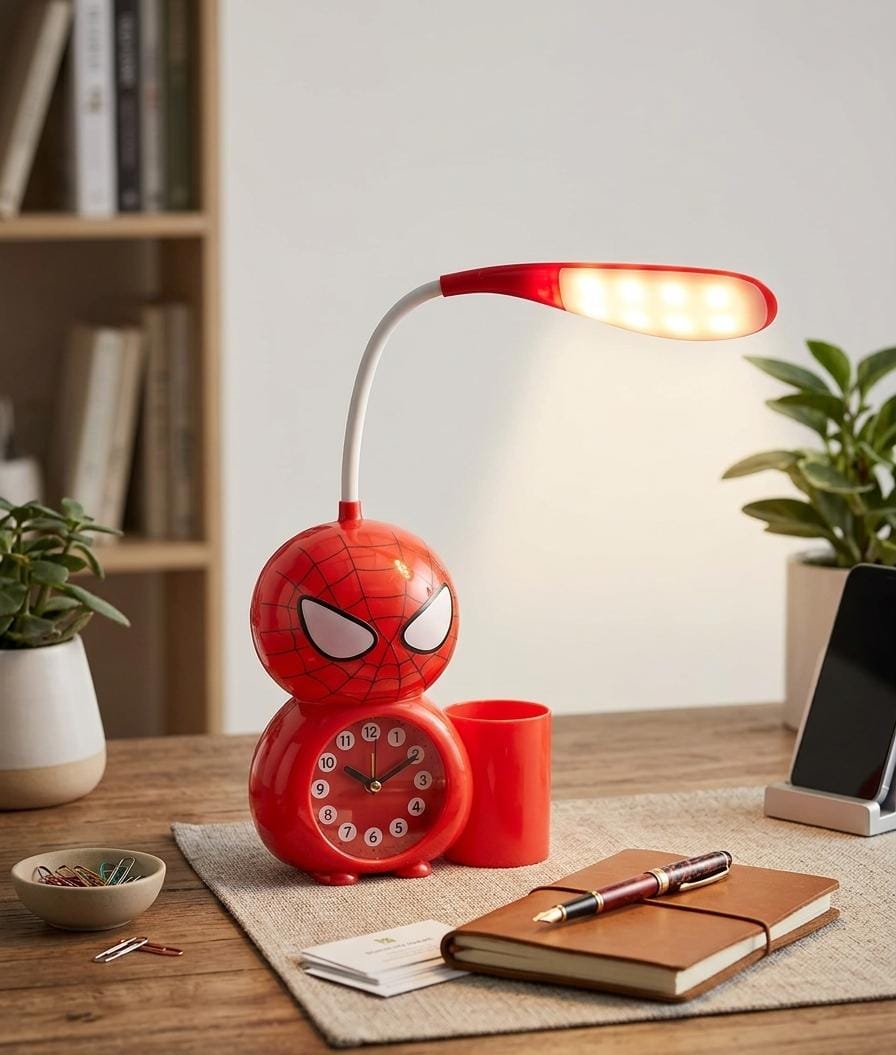 Spider-Man Alarm Clock Desk Lamp with Pen Holder