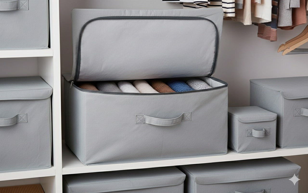 Premium Foldable Cloth Storage Box - Dust-Proof Wardrobe Organizer