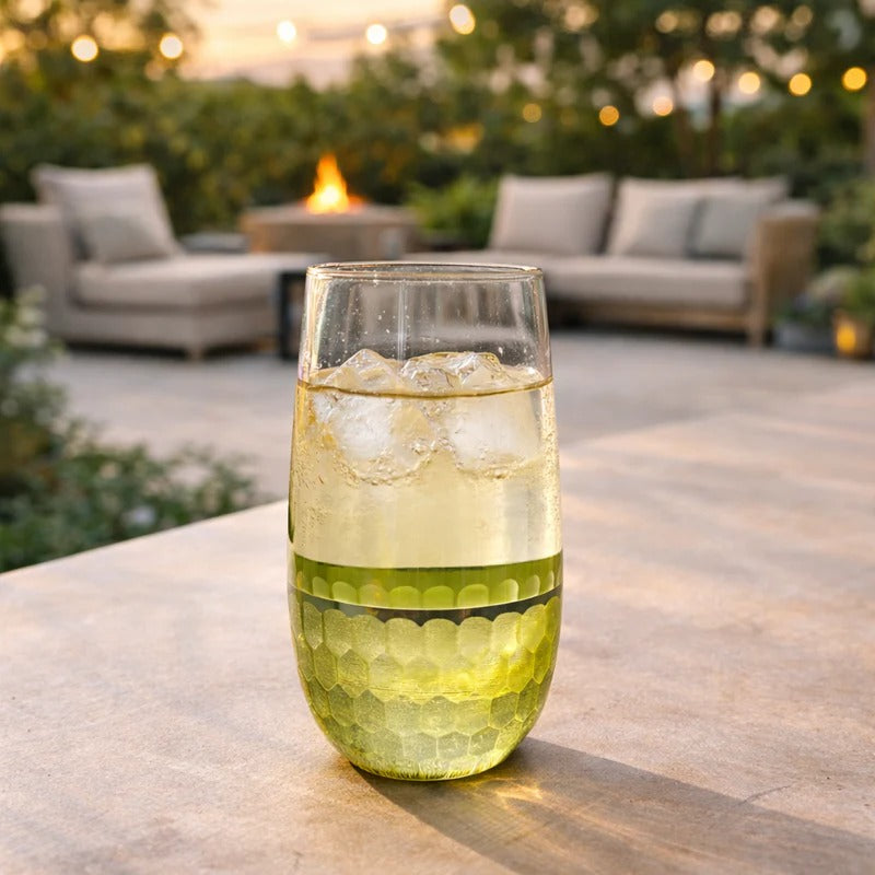 Golden Bottom Crystal Oval Glasses – Premium Set of 6