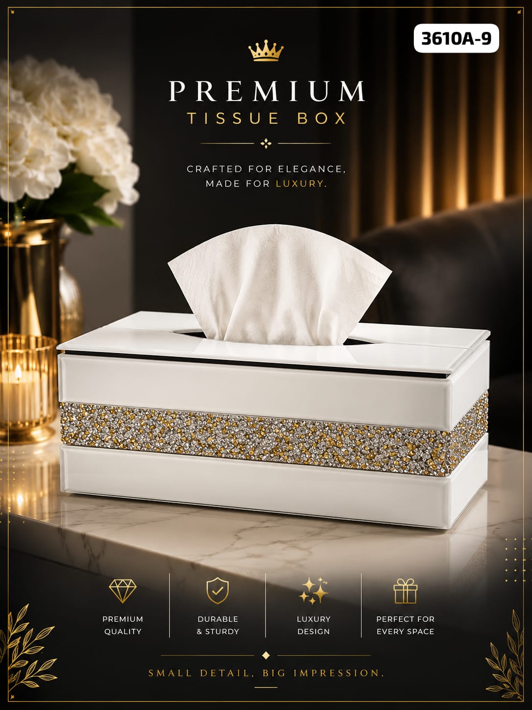 Premium High-Capacity Dispenser with Textured Crystal Accent