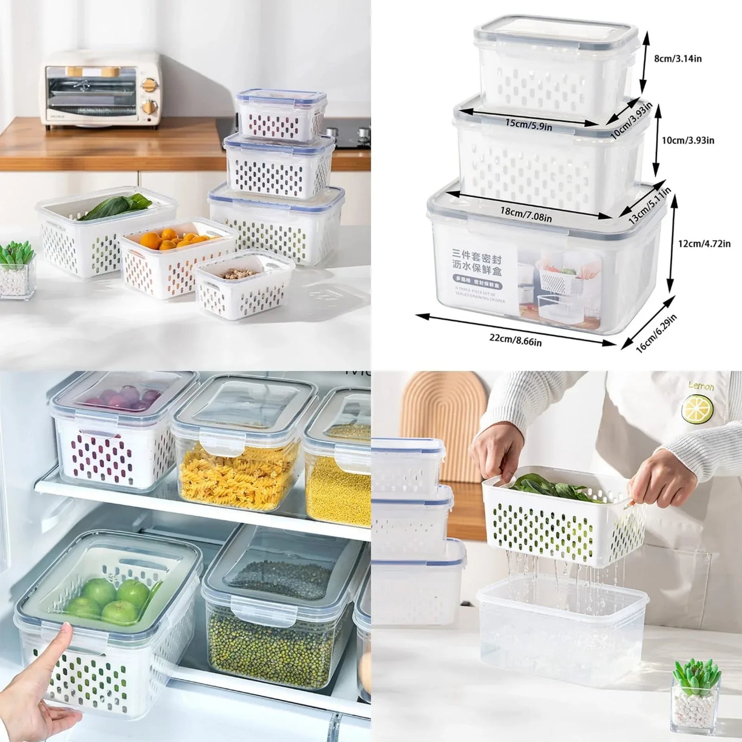 3-Piece Kitchen Storage Box Set – Moisture Proof & Microwave Safe - Clarify.pk