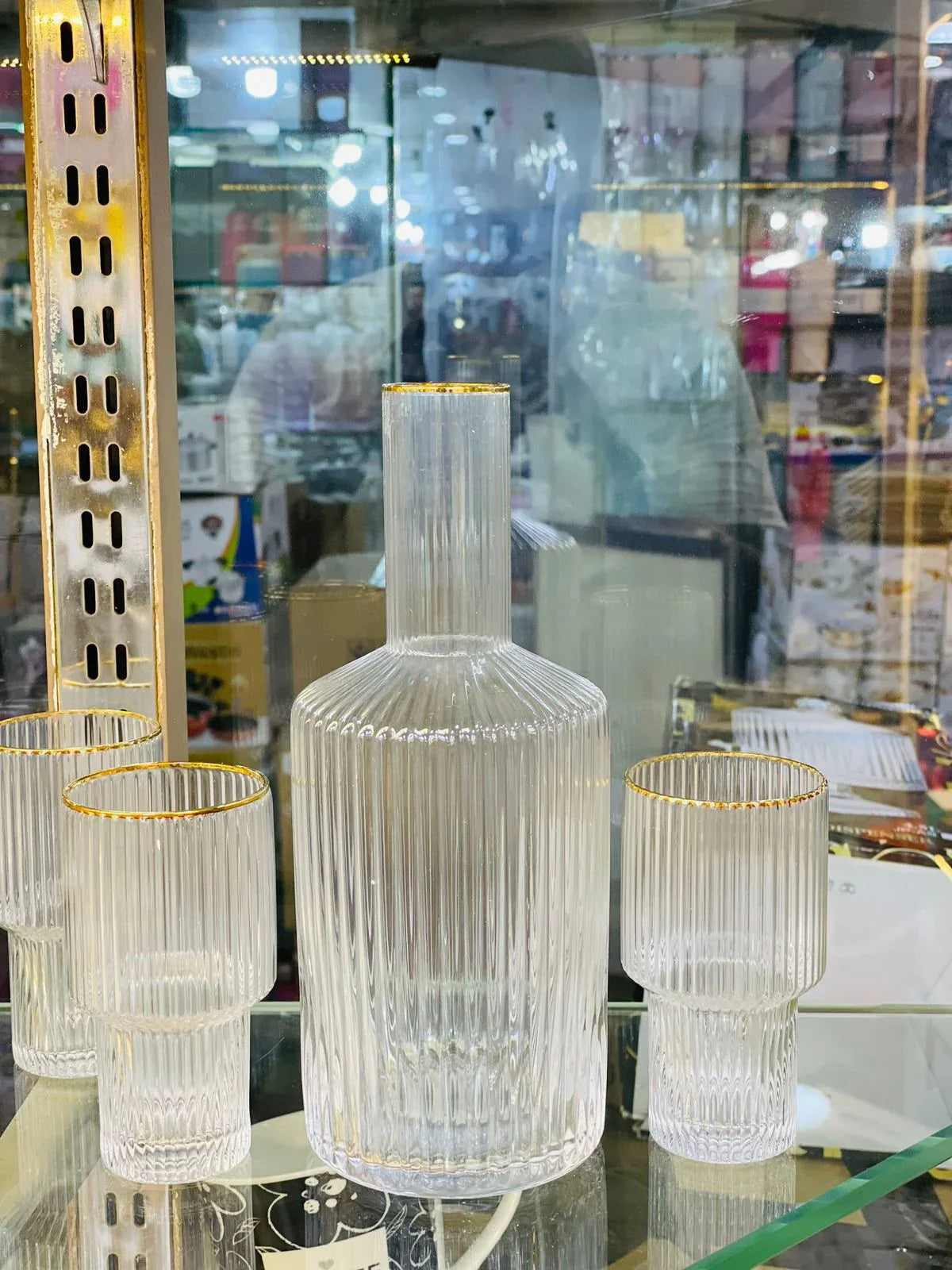 Elegant 5 Pcs Glass Water Set – Jug & 4 Glasses - Clarify.pk