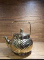 Premium Hammered Golden Stainless Steel Tea Kettle - Clarify.pk