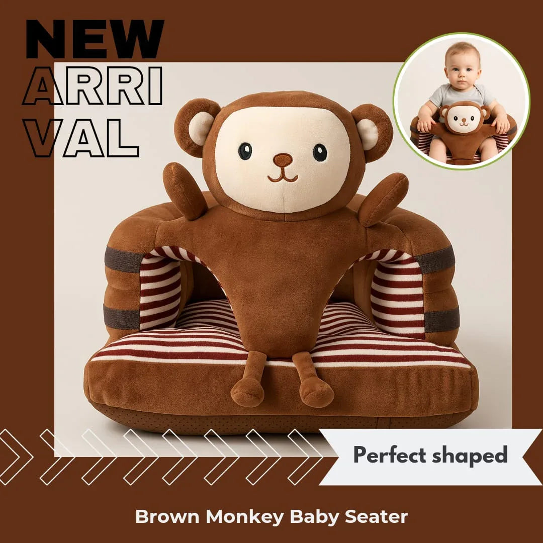 Premium 360° Support Baby Sofa Seat – Brown Monkey - Clarify.pk