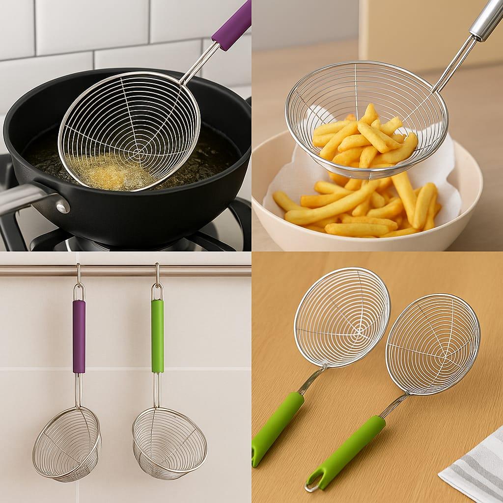 Stainless Steel Deep Fryer Colander – Oil Strainer & Kitchen Skimmer (Large) - Clarify.pk