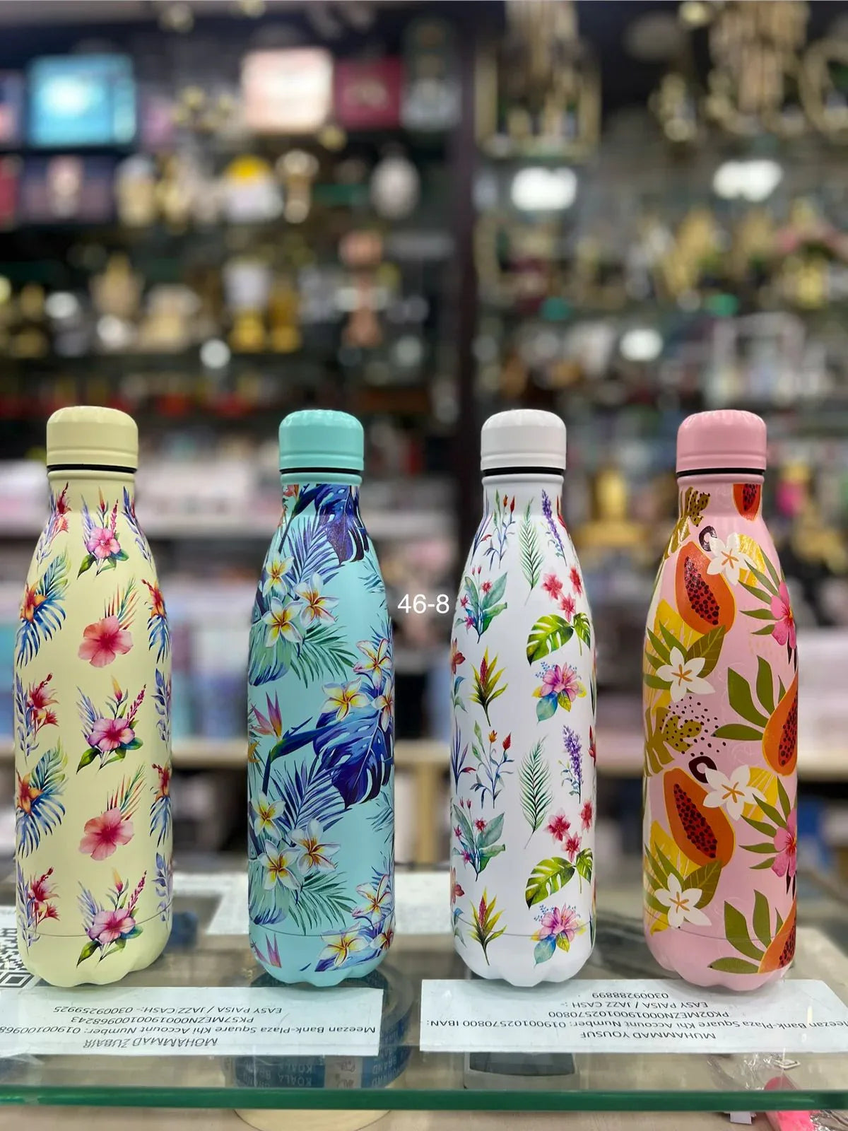 Tropical Floral Print Bottle – Stainless Steel Leakproof Flask (Random Color) - Clarify.pk