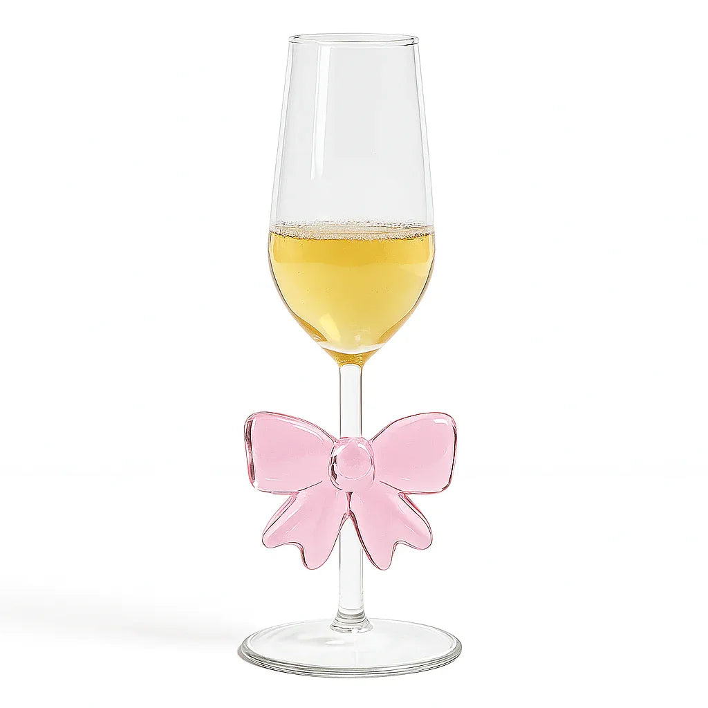 Pink Bow Champagne Flute Glass – Elegant Drinkware - Clarify.pk