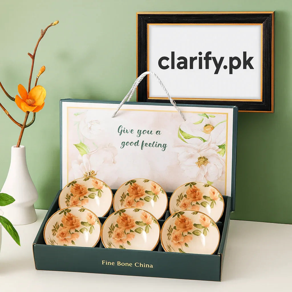 Elegant Fine Bone China Bowl Set – 6 Pcs Gift Box - Clarify.pk