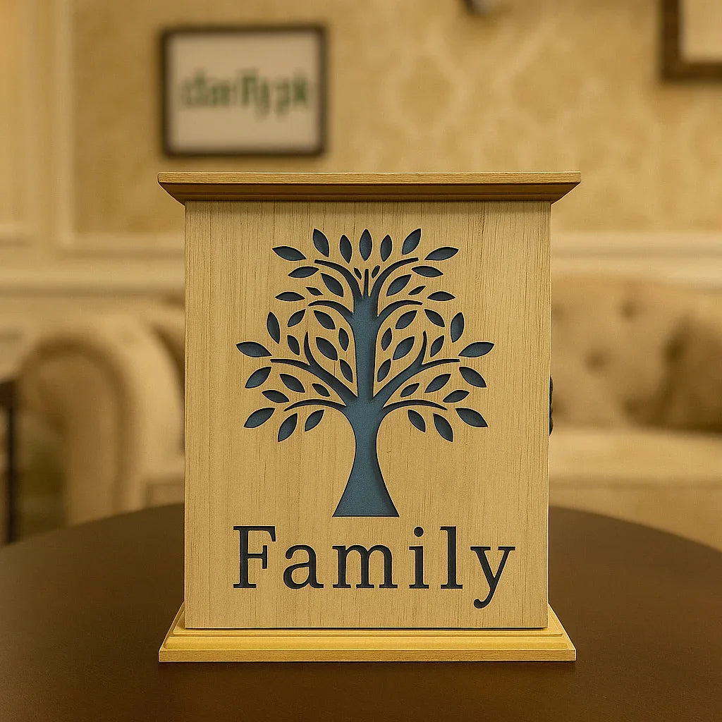 Wooden Key Box – Family Tree Design Wall Key Holder - Clarify.pk
