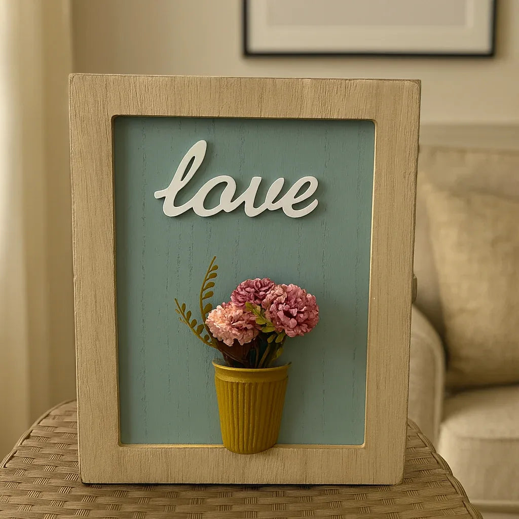 Wooden Key Box – Flower & Love Design Wall Organizer - Clarify.pk