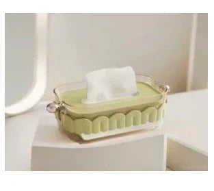 Sage Green Tissue Holder with Gold Crystal Knobs - Clarify.pk