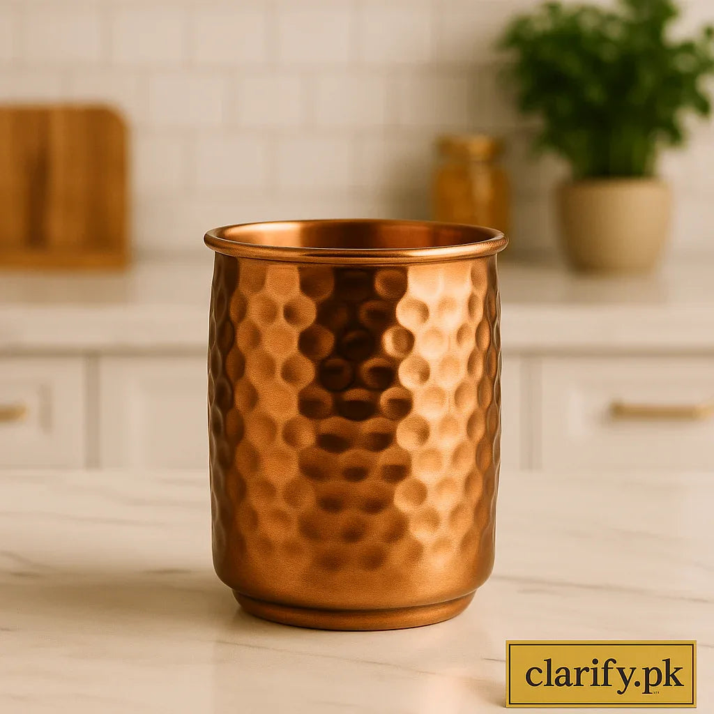 Handcrafted Copper Drinking Glass – 500ml Hammered Finish - Clarify.pk