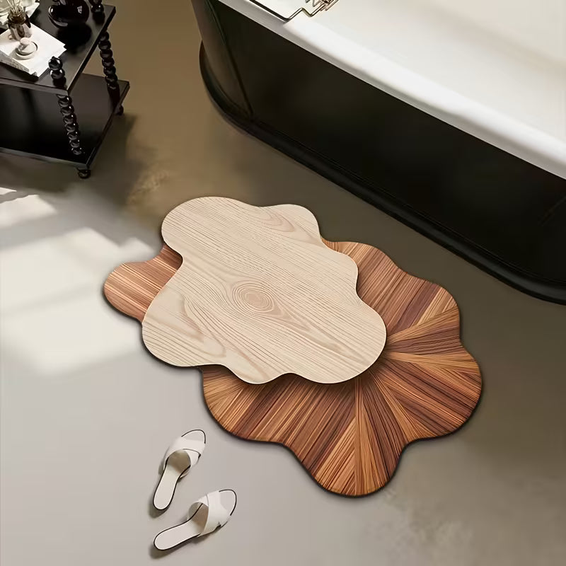 Diatomite Non-Slip Bath Mat - Wood Grain Soft Floor Mat