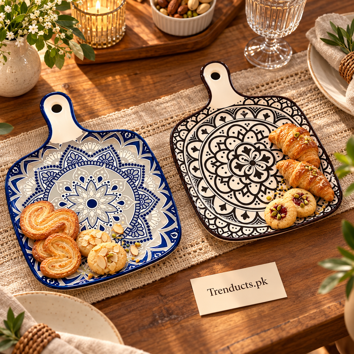 Ceramic Square Serving Platter with Handle
